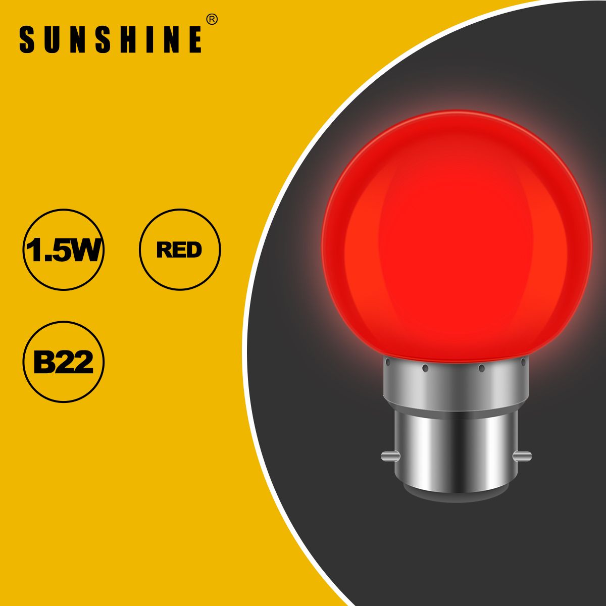 LED燈膽(紅球膽) - 1.5W / B22釘頭 #LED燈泡 #LED紅球膽 #LED神枱燈 #LED祭壇燈 (LED15B22)