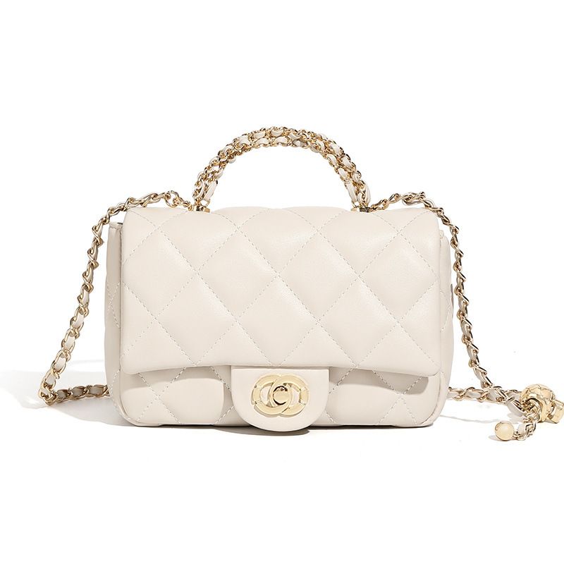 包包女士新款小香风金属链条菱格手提包百搭单肩斜挎中古女包