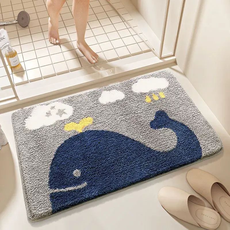 衛生間地墊短絨吸水速幹防滑墊家用廁所門口腳墊卡通地毯新款