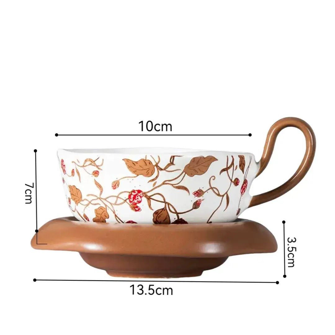 小苍兰挂耳咖啡陶瓷杯碟优雅复古下午茶杯子简约时尚轻奢马克杯
