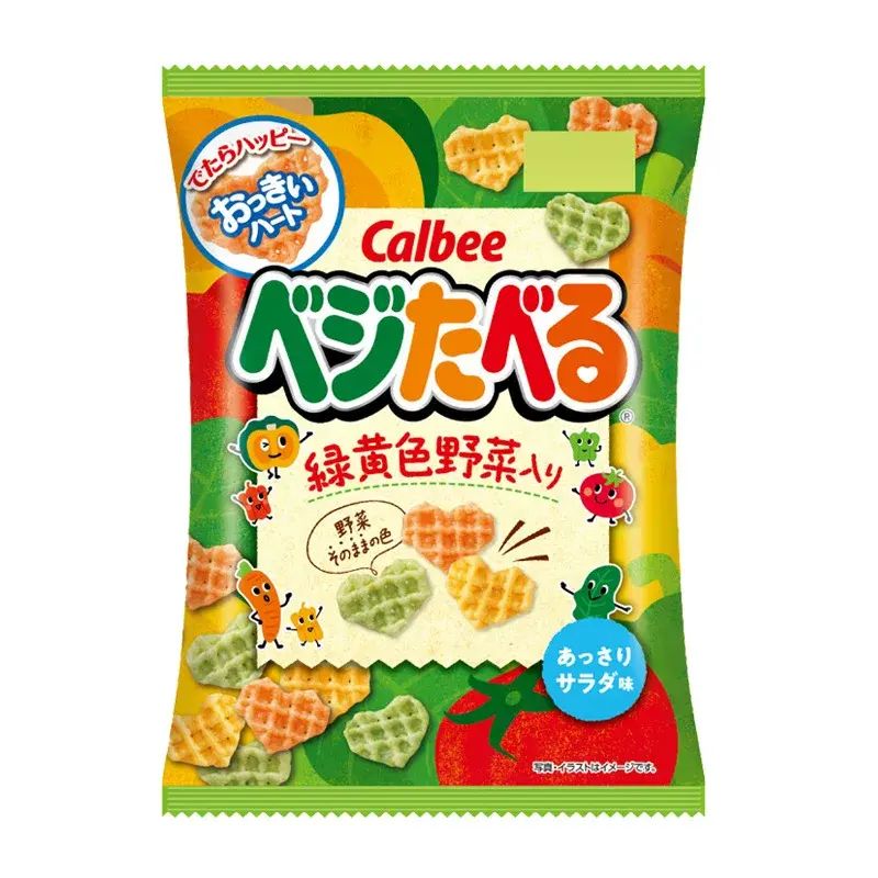 日本进口零食卡乐比心形多种蔬菜味脆片膨化薯条儿童小吃55g