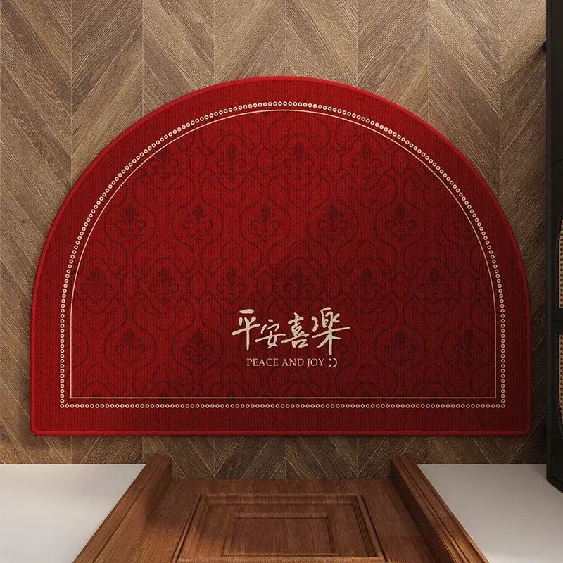 紅色喜慶半圓入戶門地墊刮沙除塵腳墊玄關家用地毯耐髒進門門墊