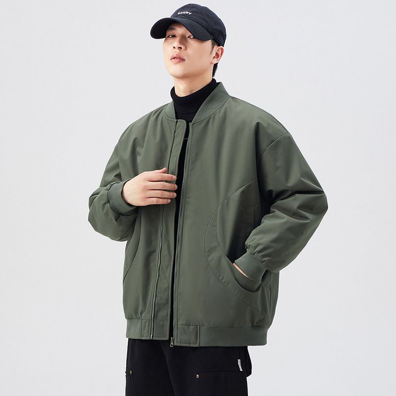 男装美式cleanfit立领飞行员夹克外套男高级感棒球领棉服
