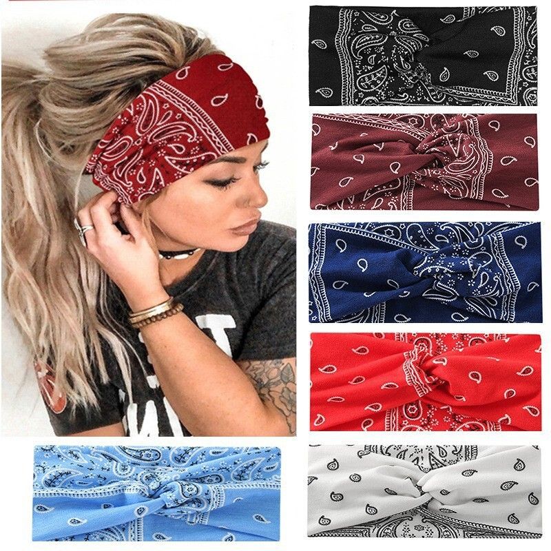 Bohemian Wide Elastic Headband Women's Head Scarf Headband Band Hair Band -three Free size