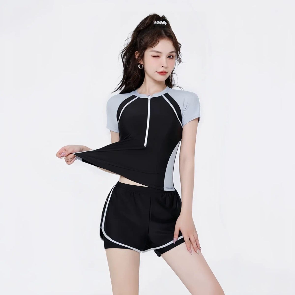 泳衣女泡温泉保守两件式爆款女士成人泳装遮肉显瘦微胖新款