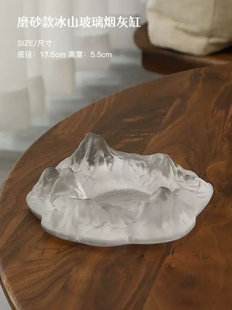 高级感创意玻璃烟灰缸 家用客厅防飞灰办公室KTV轻奢烟缸ins摆件