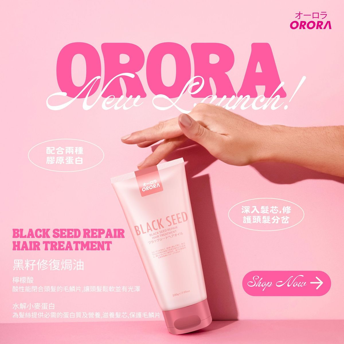 日本ORORA黑籽強效修復焗油 200g