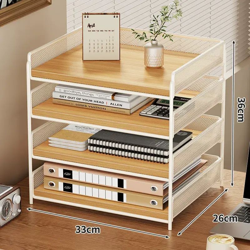 Desktop Multi-layer File Rack, Office Desk Vertical Book Layered Storage Bookend