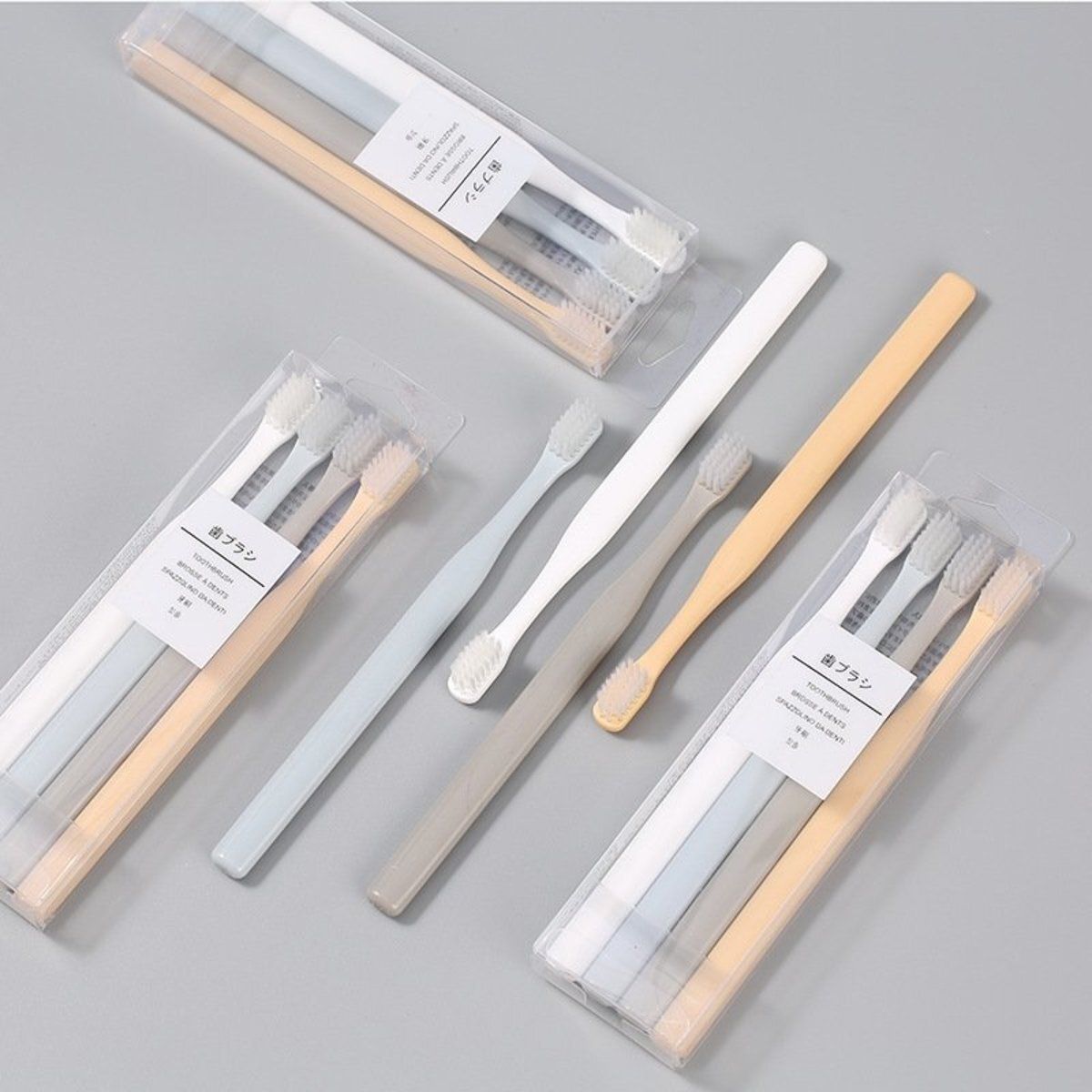 Macaron 4 family toothbrushes/adult small head soft toothbrushes