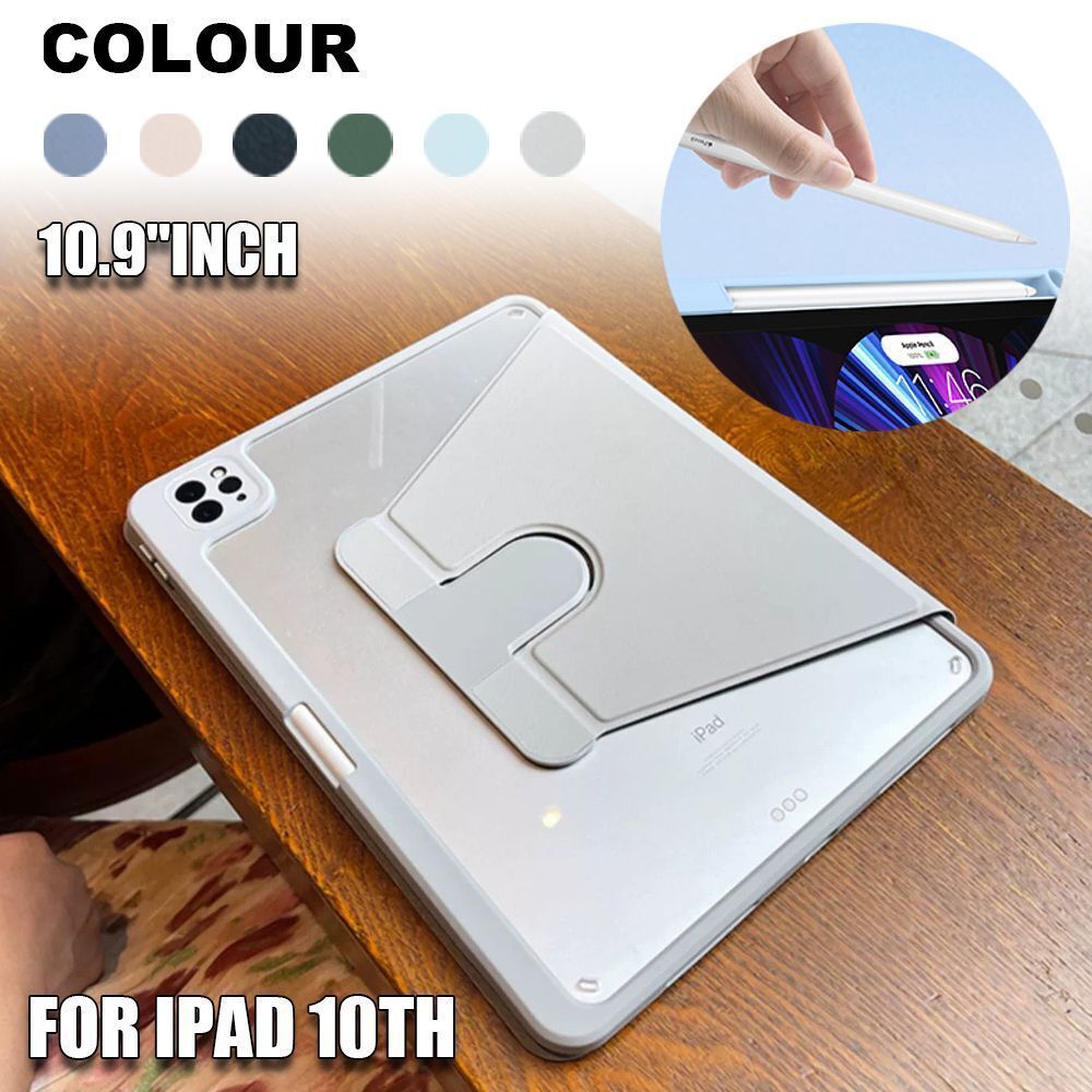 [綠色] 360度旋轉平板保護殼 附筆槽保護套 10.9吋防摔全包邊保護套 適用於iPad10代