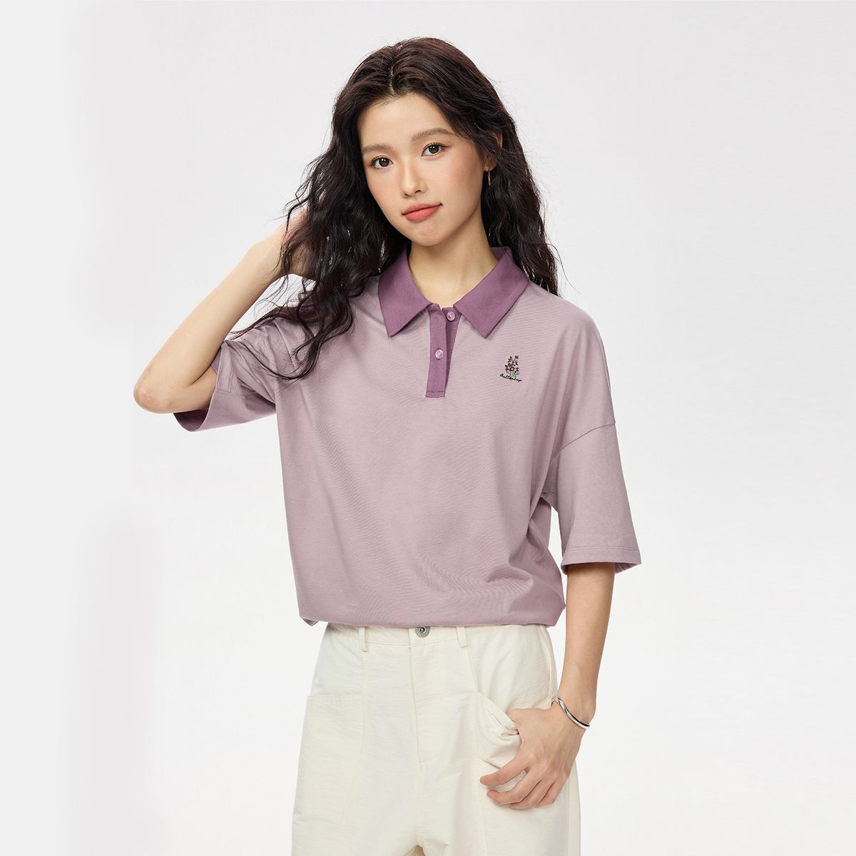 【Online Exclusive】BM Women's Embroidered short-sleeved POLO (Size S)1331565124