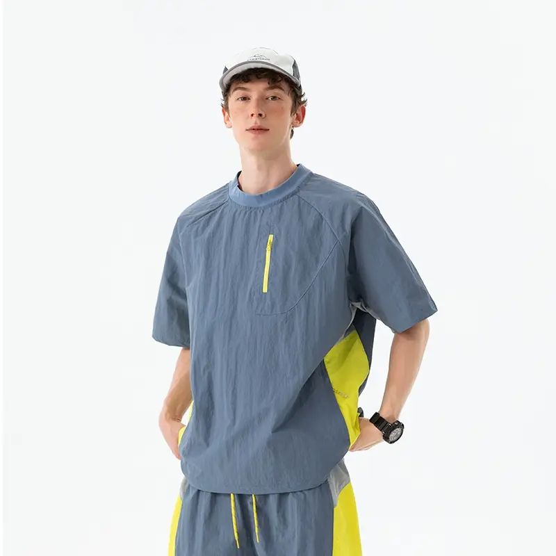 2025夏季新款男装灰色短袖T恤宽松圆领休闲潮流时尚上衣