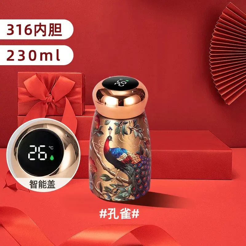 小蘑菇316覆陶瓷保溫杯小巧水杯新款高顏值智慧顯溫口袋杯