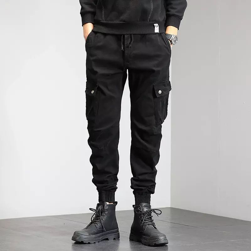 潮流原创重磅水洗做旧成衣染色工装休闲裤男士春季复古多袋小脚裤