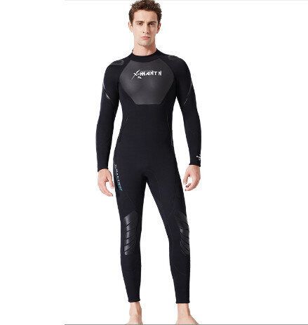 3mm潛水服連體保暖潛水衣長袖防寒浮潛冬泳衣褲(男款 黑色 M-2XL碼)(下單後請聯絡客服確認發貨尺碼)