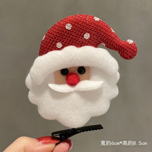 【特價品】聖誕髮夾 頂夾 髮卡 髮飾(雪花聖誕帽老人-髮夾)(陳列品 介意勿拍)#KHH