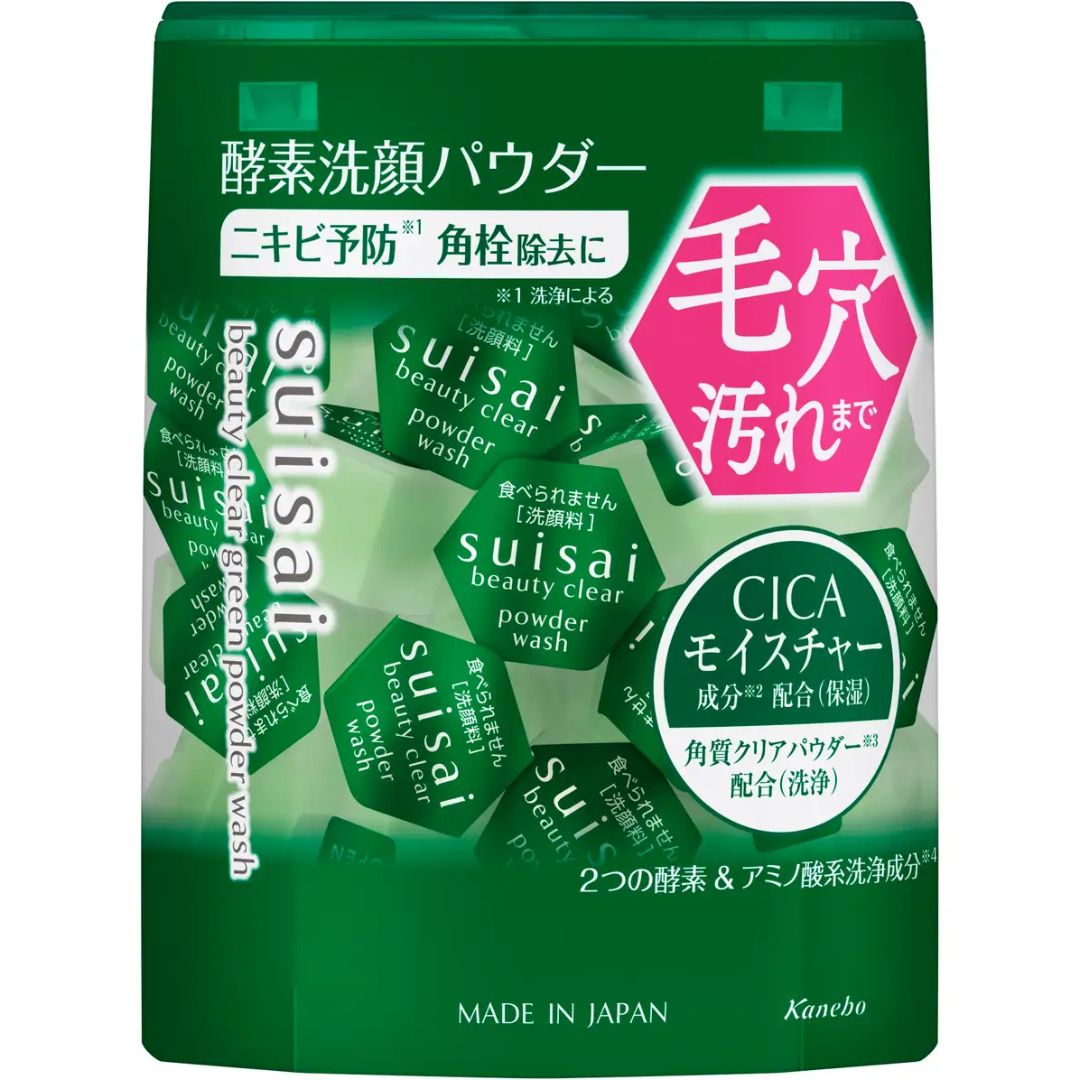 suisai Beauty Clear Green Powder Facial Wash Cica 0.4g x 32pcs -93868 (Parallel Import)