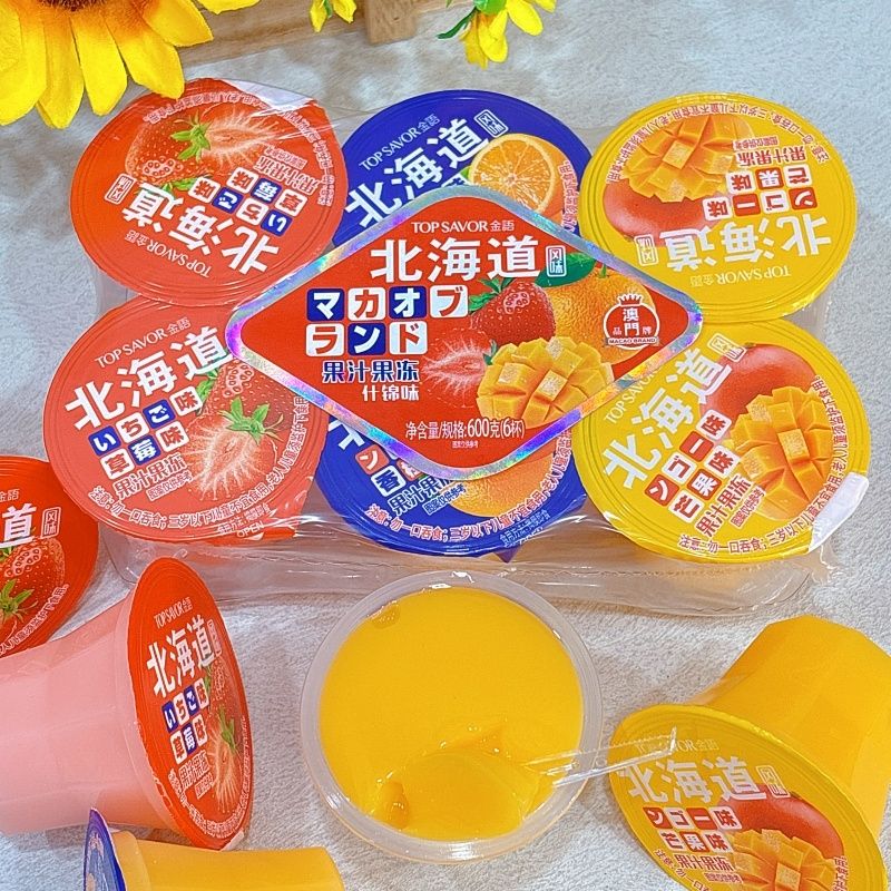 Jinyu Hokkaido Flavored Juice Jelly 600g [12 Boxes] Strawberry Flavor, Mango Flavor, Orange Flavor