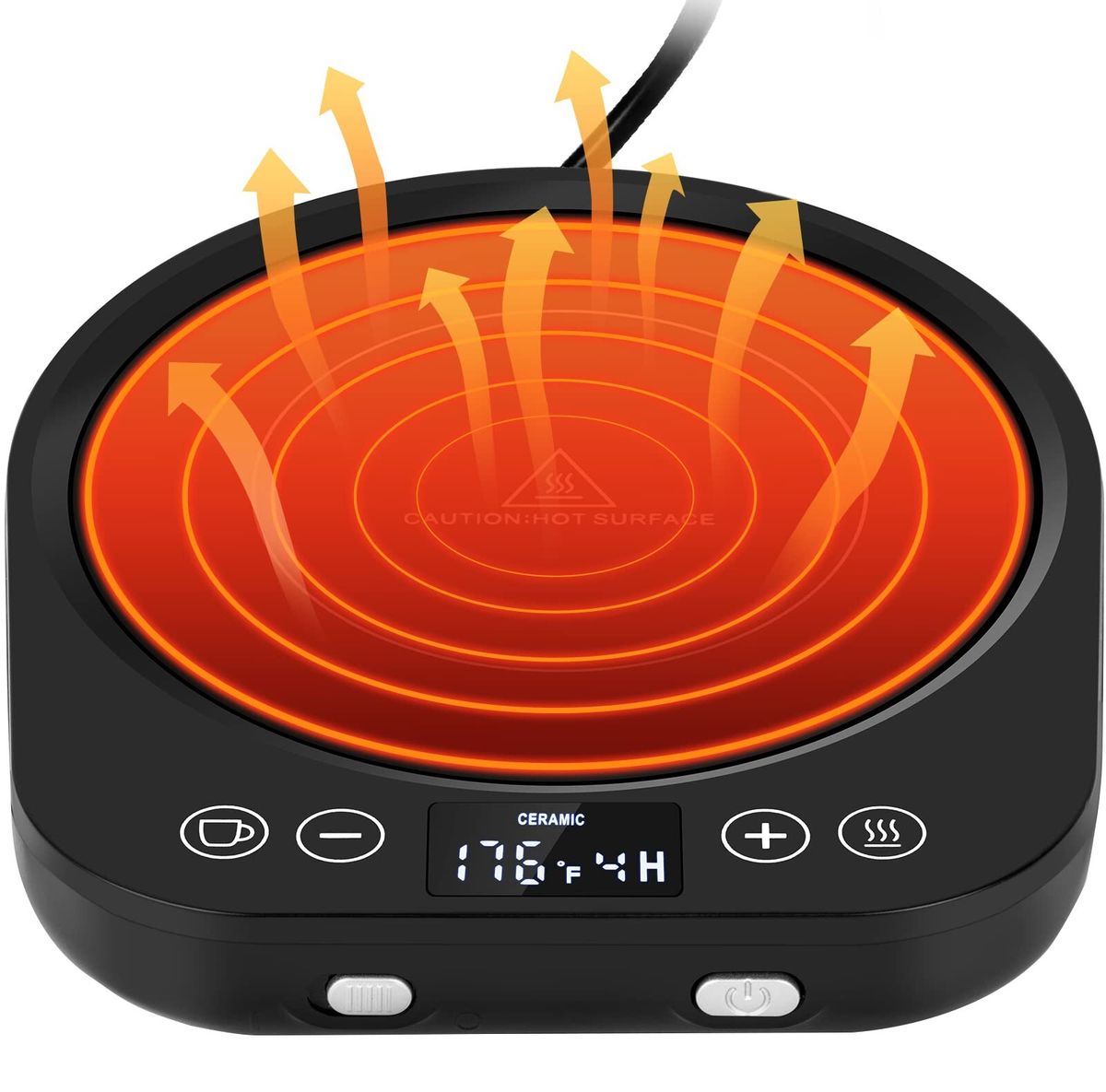 咖啡杯加热器 带显示屏 电动智能水杯加热器 办公桌面用加热杯垫 3档温度调节适用于咖啡、牛奶、茶 恒温杯垫 智能关机，冬天礼物杯子加热器电陶炉