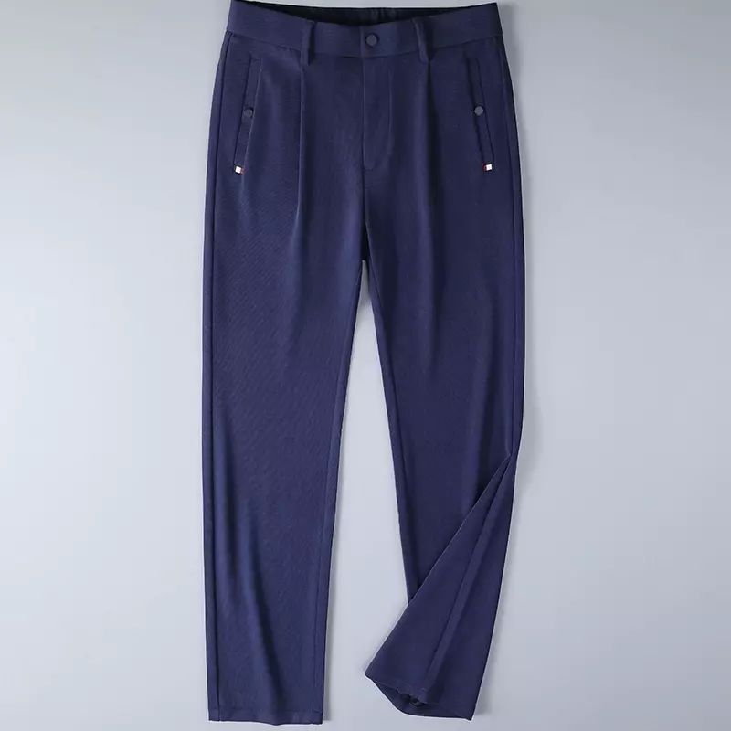 仿铜氨丝男士休闲裤春秋季触感柔软百搭长裤金磁吸扣直筒运动裤子