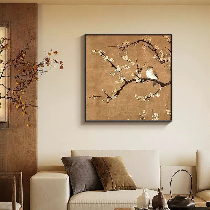 宋氏美学花鸟画客厅装饰画新中式沙发背景墙挂画方形餐厅卧室壁画
