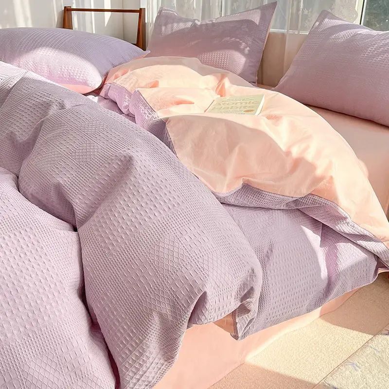 华夫格床上全棉纯棉新款轻奢高级感主卧室被套|床单（平行进口）