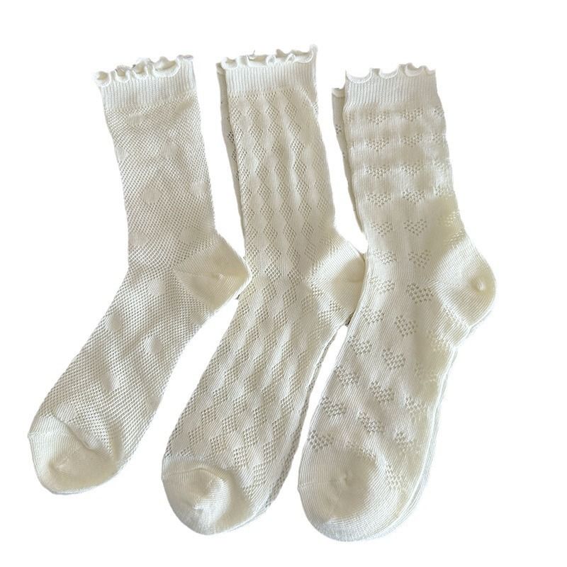 【】Socks for girls  summer thin mesh crew sock-Dot pair pack of 000-1 Unisex bare socks