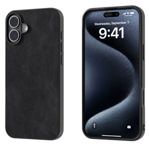 全城熱賣 - 適用於 iPhone 16 黑邊PU雅逸全包手機殼（雅逸黑）
