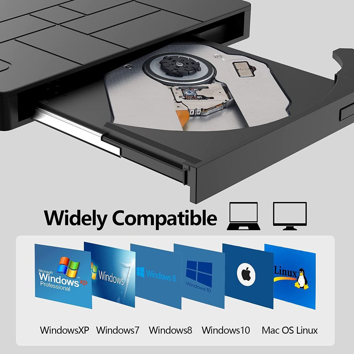 External DVD drive, USB 3.0 CD DVD burner for laptops, 7 in 1