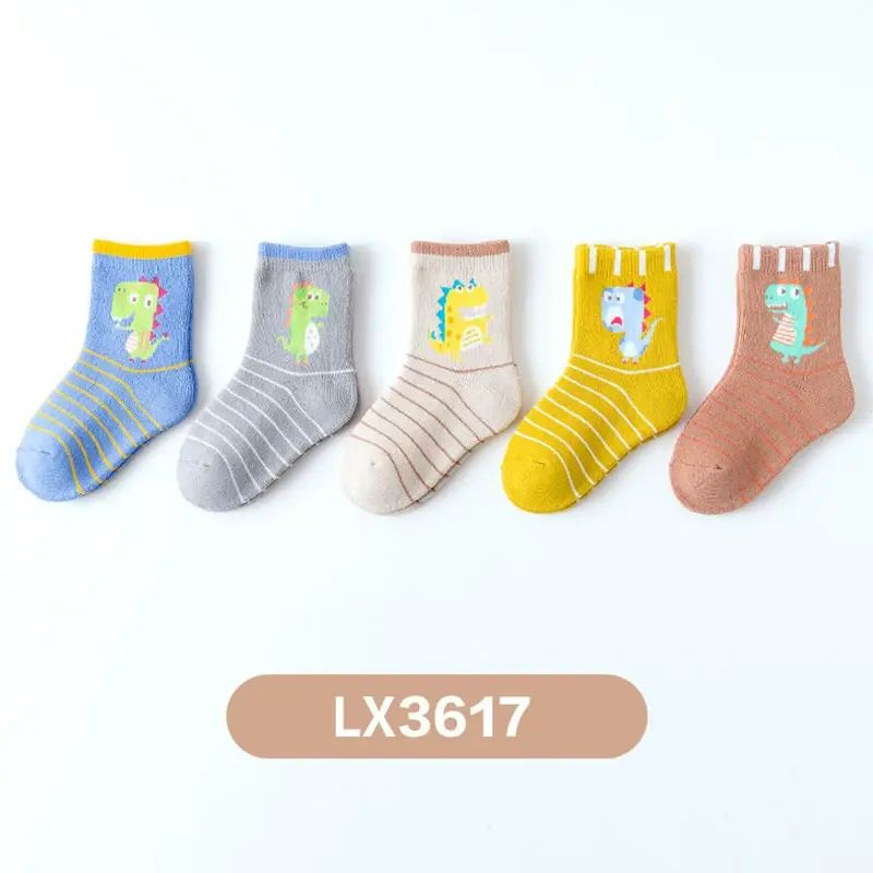 兒童保暖襪子 加厚加絨純棉 嬰兒男女童中筒襪 秋冬款- 加絨加厚 ，LX3617，5雙裝！ 3-5歲，腳長13-15cm