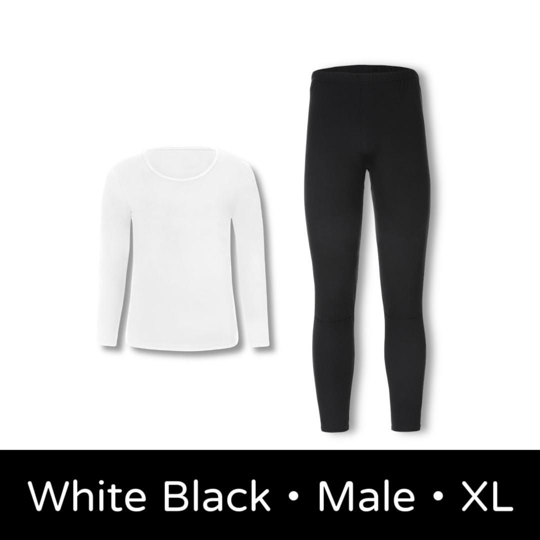 [白色上衣+黑色長褲 (男/ XL Size/ 375330)] Heat Touch Original 專利發熱保暖套裝｜發熱衣｜發熱褲｜發熱內衣｜打底衫｜保暖內衣