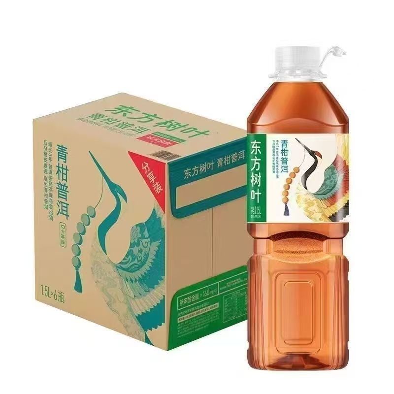 农夫山泉东方树叶无糖茶饮料青柑普洱茶饮料1.5L*6瓶大瓶青柑普洱茶乌龙茶分享装整箱平行进口