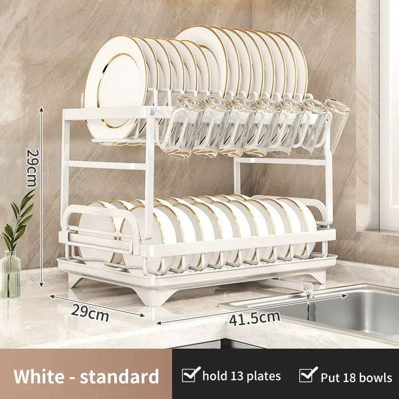 Kitchen Countertop Dish Rack Storage Rack Multifunctional with Cup Holder Sink Drain