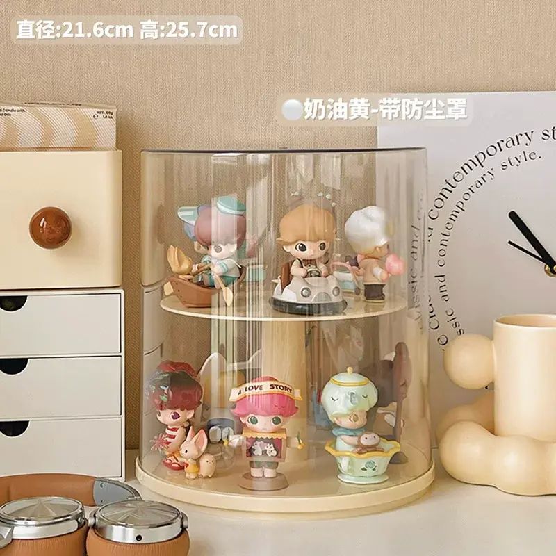 Rotating cute particle display box acrylic transparent blind box storage display rack