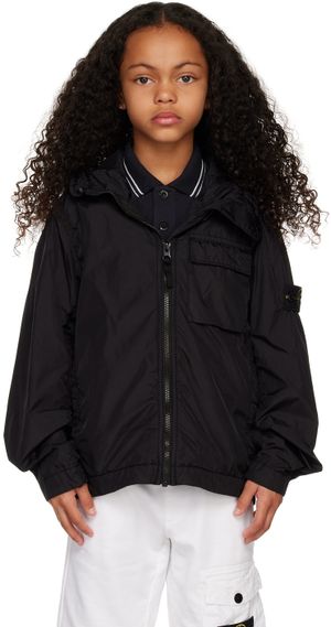 Stone Island Junior 黑色連帽兒童夾克