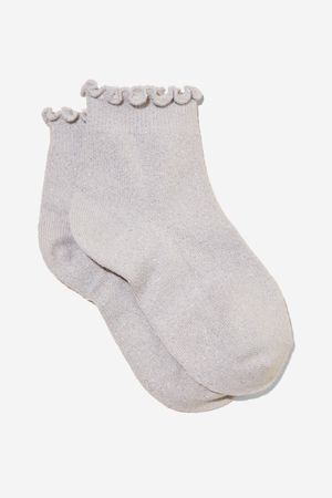 Cotton On Kids - Single Pack Mid Crew Sock - Silver shimmer