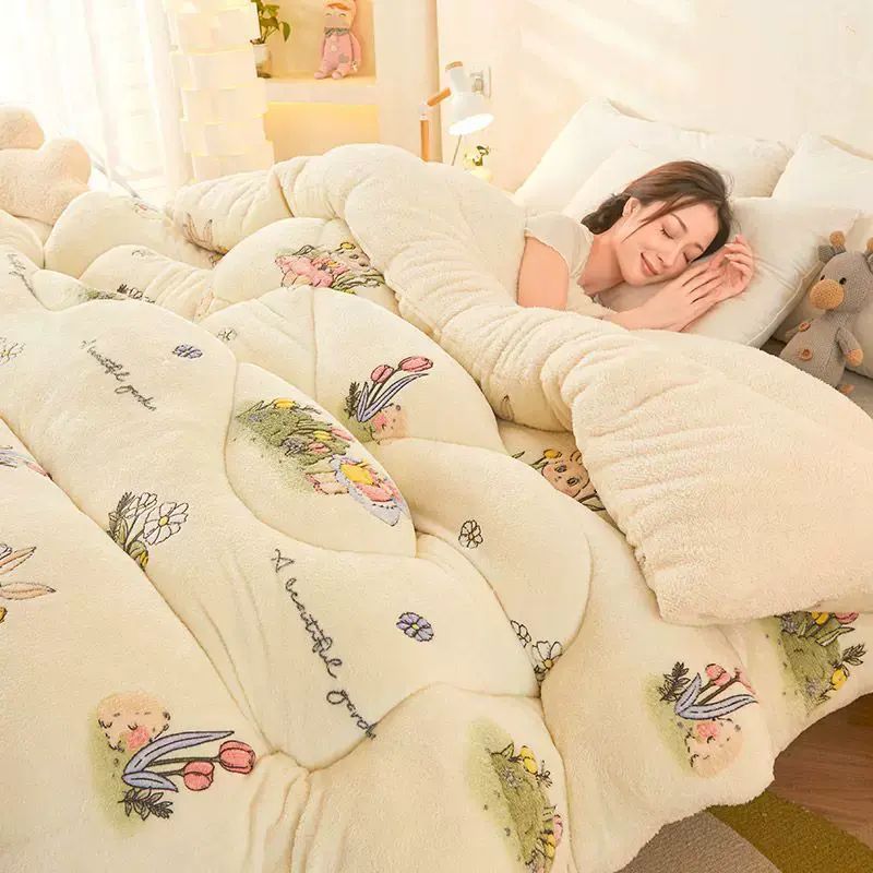 南极人羊羔绒被子棉被双面绒冬被秋冬季保暖加厚雪花绒加绒被芯平行进口