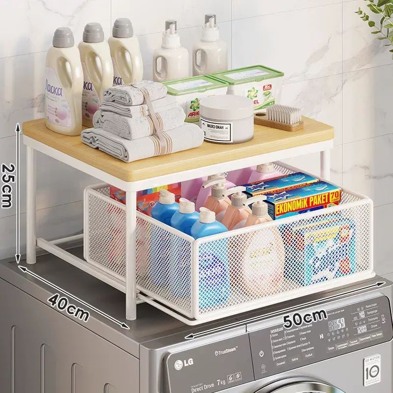 洗衣机上方置物架阳台滚筒顶部放洗衣液架子浴室可抽拉整理收纳架
