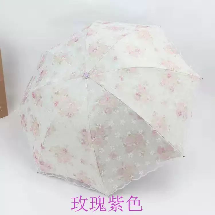 太陽傘防曬隔熱自動雨遮女生高顏值防紫外線黑膠碎花晴雨遮遮陽傘