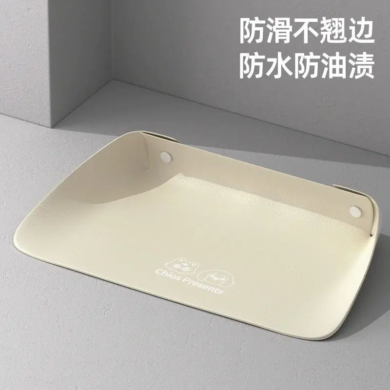 寵物餐墊皮革半包圍貓咪碗墊加厚防滑防水防油漬貓狗吃飯專用墊子