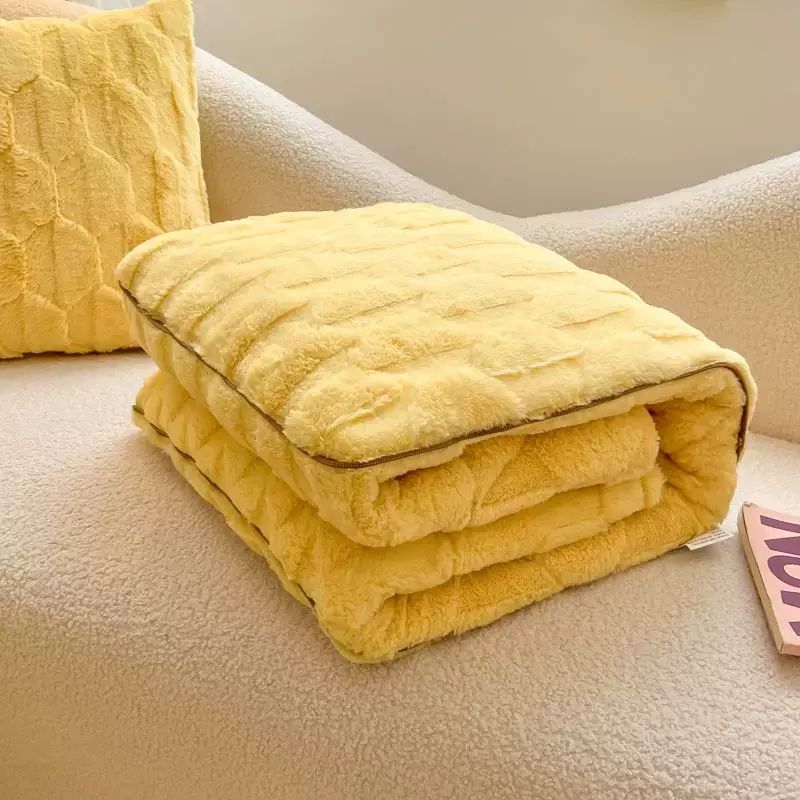 Autumn and winter pillow quilt dual-use two-in-one cover blanket imitation rabbit down sofa blanket