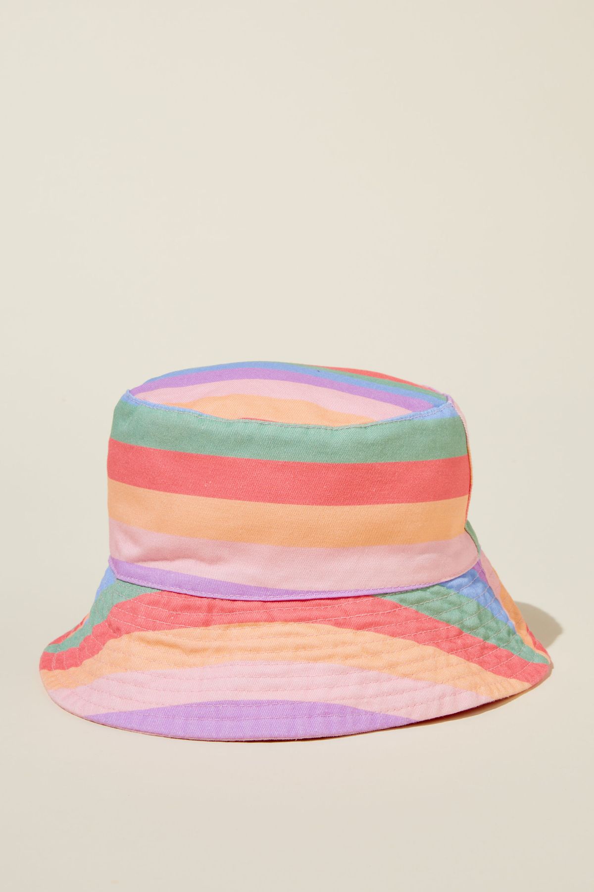 Cotton On Kids - Kids Reversible Bucket Hat - Blush pink/lavender dreams stripe