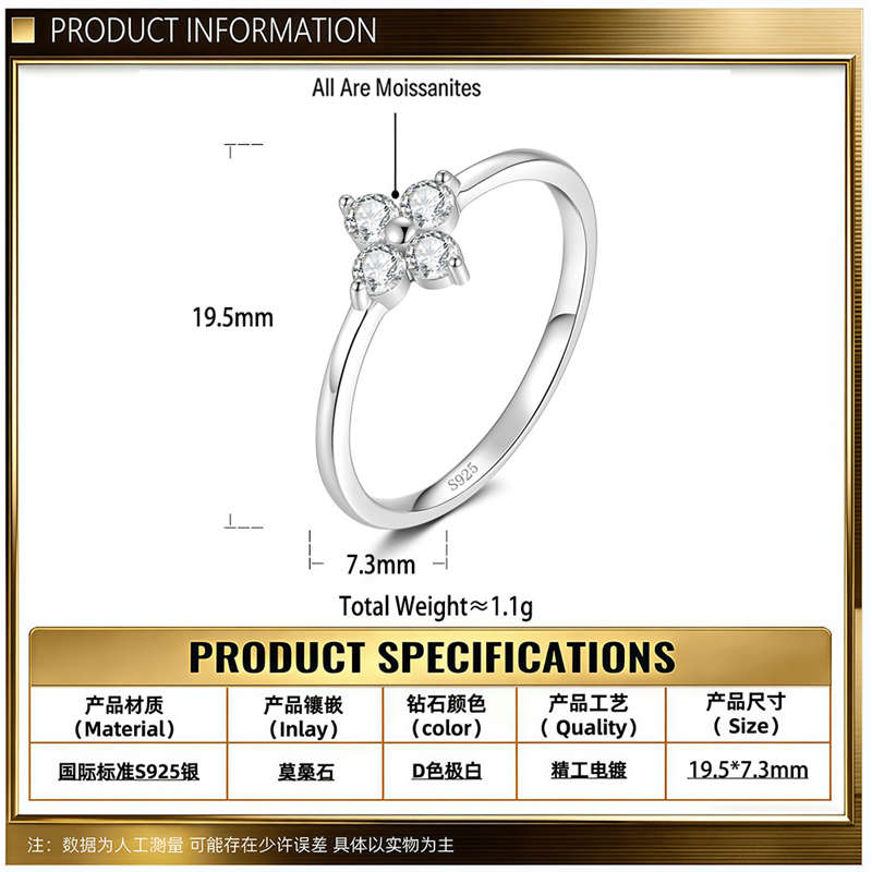 Clover Adjustable S925 Silver Ring