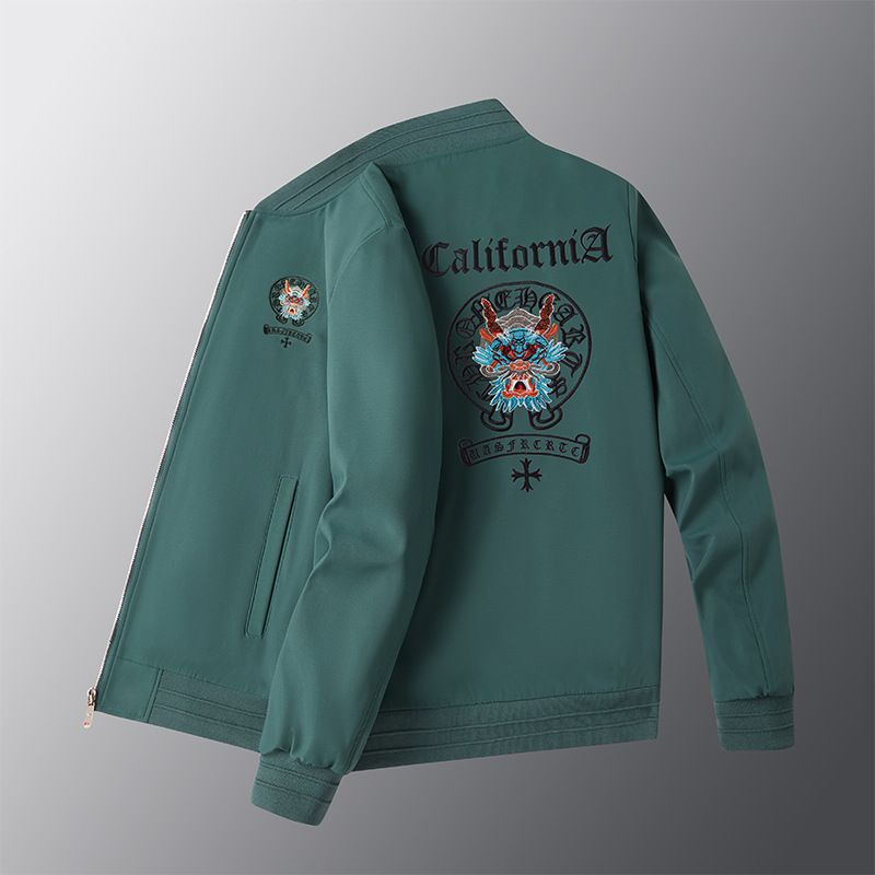 新款春秋季轻奢重工刺绣外套男百搭棒球服男士夹克欧洲站潮牌男装