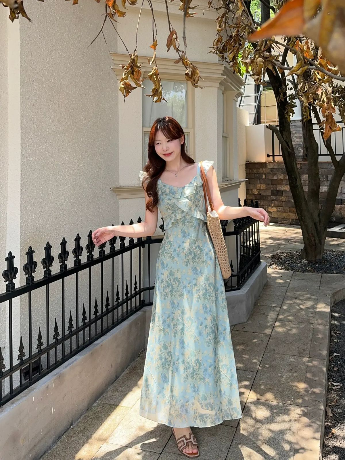 Kumikumi gentle style ruffled small flying sleeve dress  women s dress  summer niche  age reduci Im