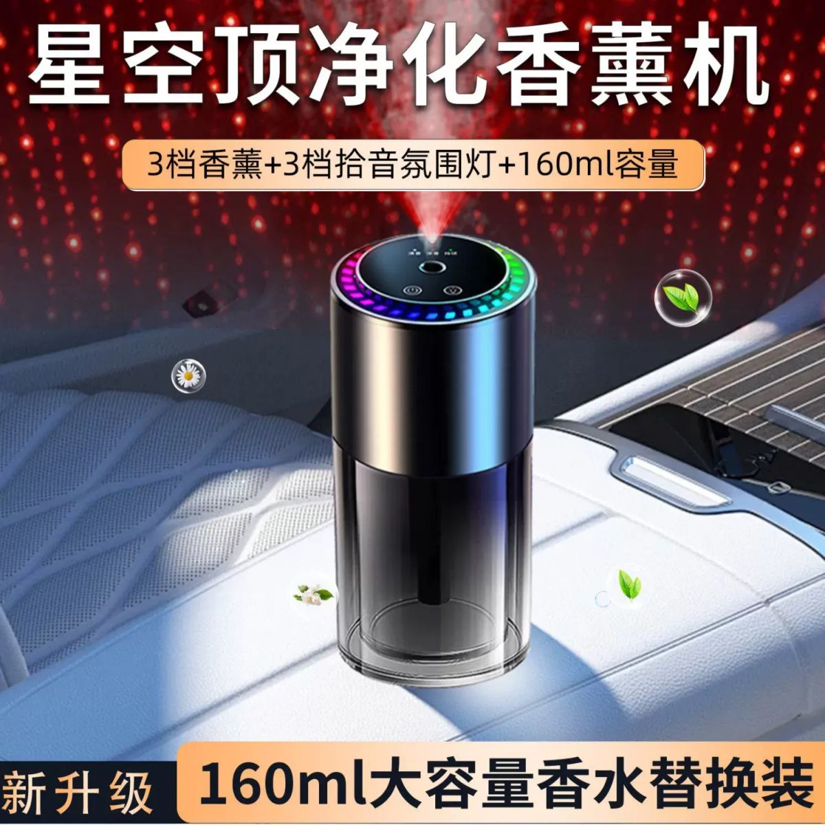 新款车载香薰室内除异味香水持久留香车用自动喷雾香薰机