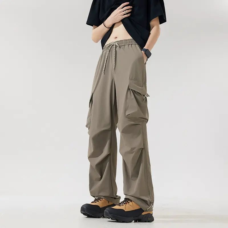 男士阔腿工装裤休闲裤伞兵裤美式薄款速干男生