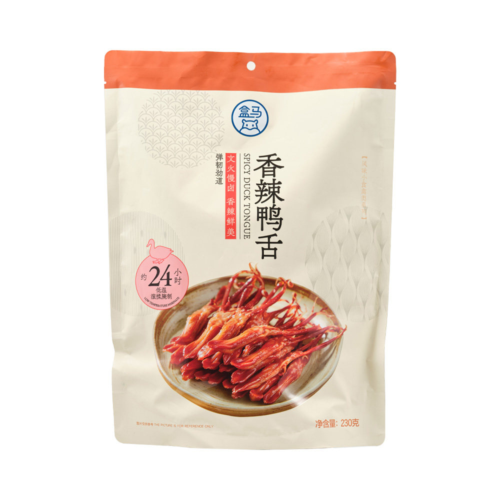 盒馬香辣鴨舌230g休閒小零食平行進口