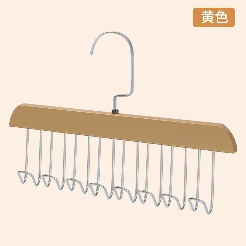 八钩多功能塑料衣架家用挂衣钩晾内衣吊带背心包包收纳挂展示架（黄色【塑料款】）