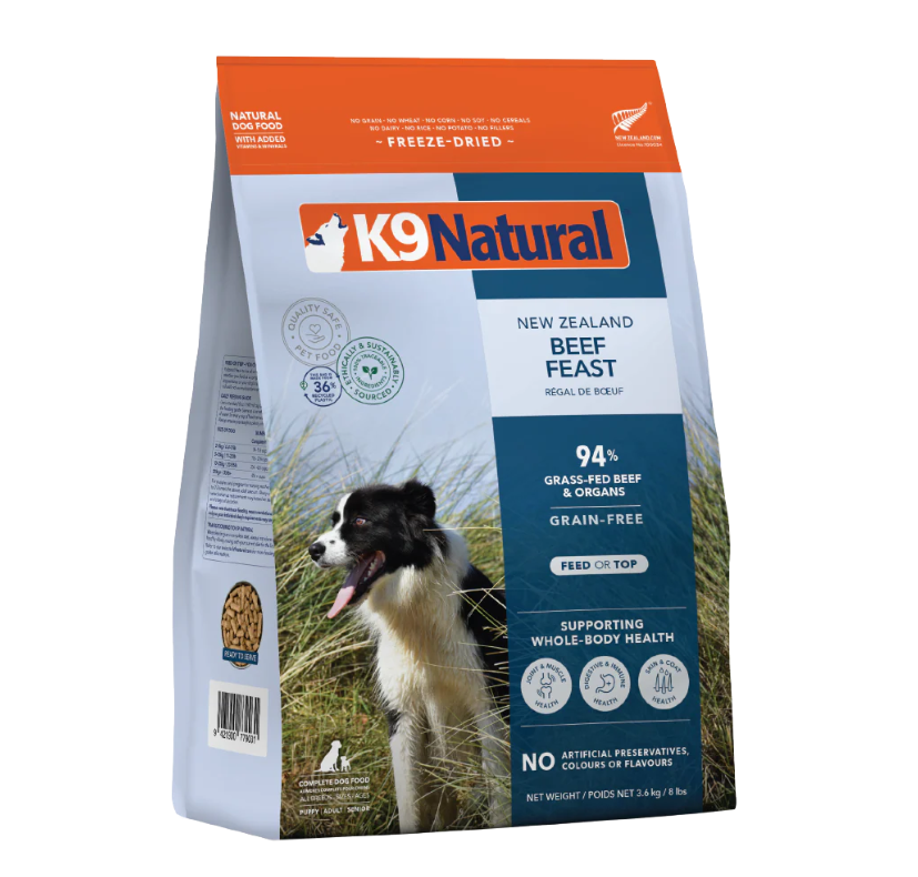 無穀物凍乾牛肉盛宴狗糧 (3.6kg) | K9 NATURAL